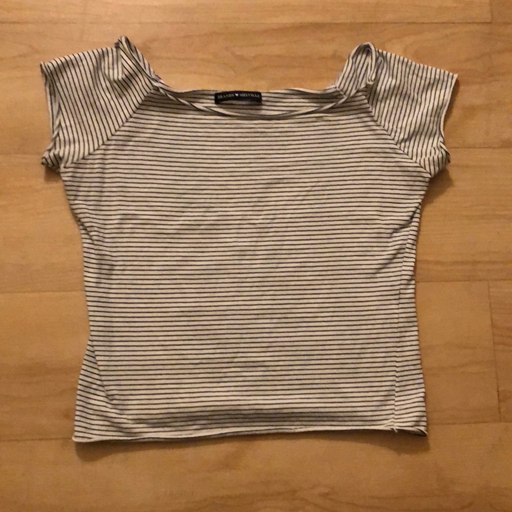 Brandy Melville white with black stripes top